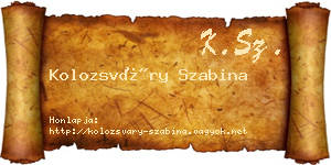 Kolozsváry Szabina névjegykártya